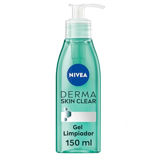 NIVEA Derma Skin Clear Gel Limpiador (150 ml), limpiador facial para pieles propensas a imperfecciones con fórmula vegana, limpiador de poros