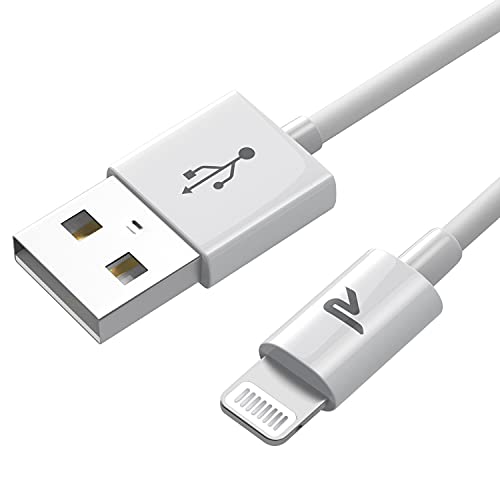 RAMPOW Cable iPhone, Cargador iPhone [MFi Certificado C89] Cable Lightning Carga Rápida Nylon Trenzado Compatible con iPhone 14/13/12/11/X/XS/XR/8/7/6, Airpods - 1M,Blanco
