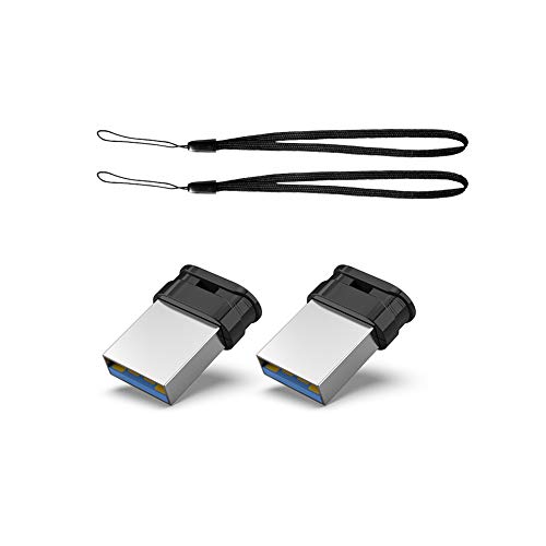 USB 32gb Mini, Pendrive 32GB 3.0 Pack 2, Vansuny Memoria USB 32GB Mini USB Portátil, Pen Drive 3.0 para PC Tablets, Estéreo de automóvil, Grabadoras (Negro, con Cable)