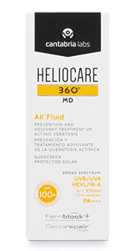 Heliocare 360º MD AK Fluid - Crema Solar SPF100+, Tratamiento Protector Adyuvante de las Queratosis Actínicas (AK) con Complejo Reparador, Fluida, 50ml
