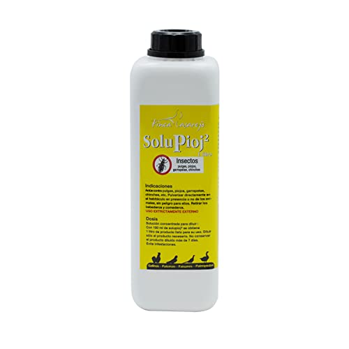 Solupioj (1 litro) - Solución Biodegradable para Eliminar Parásitos Externos como Piojo de Las Gallinas, Ácaros, Garrapatas, Chinches - Desinsectante para Instalaciones de Animales