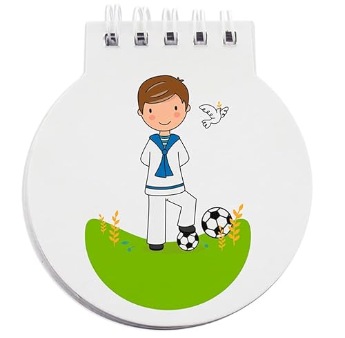 Libretas Infantiles Primera Comunión, niño Marinero con balón de fútbol. Detalle para dar como regalo a los invitados a la primera Comunión. (25 libretas)