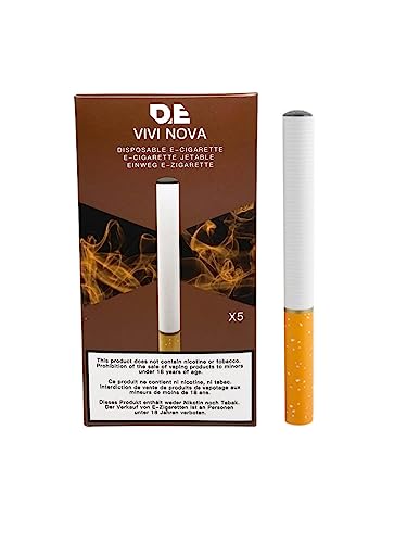 Vivi-Nova (1 paquete de 5 piezas) Desechable E-cigarrillo al gusto del tabaco (sin nicotina y sin tabaco)