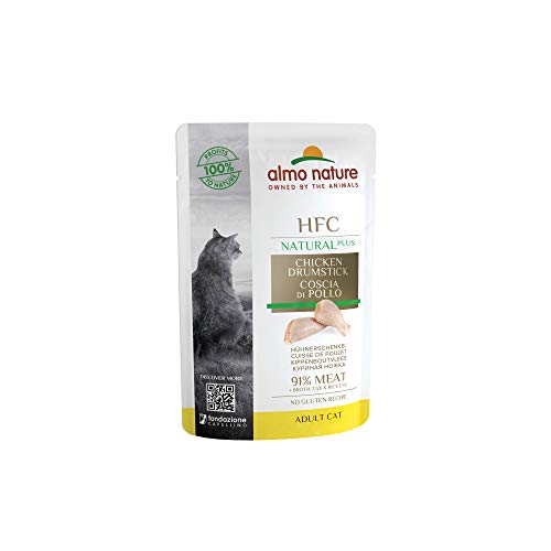almo nature HFC Natural Plus - Muslos de Pollo húmedos para Gatos (55 g, 24 Unidades, 1 x 1,7 kg)