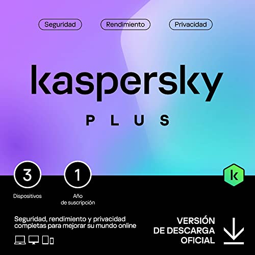 Kaspersky Plus Internet Security 2024 | 3 Dispositivos | 1 año | Anti-Phishing y Firewall| VPN ilimitada | Gestor de contraseñas | Protección Bancaria en línea | PC/Mac/Móvil | Código por email