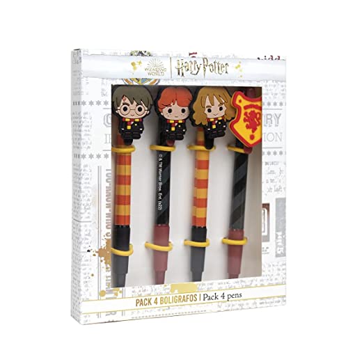 CERDÁ LIFE'S LITTLE MOMENTS - Pack de 4 bolígrafos de Harry Potter | Un regalo original para los fans - Licencia oficial de Warner Bros.