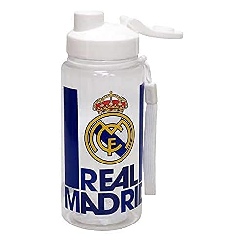 REAL MADRID CF - Botella Cantimplora de Agua, Capacidad de 500 ml, con Cierre Seguro, Multicolor Translúcido, Producto Oficial (CyP Brands)