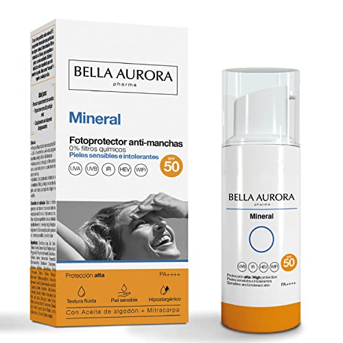 Bella Aurora Crema Facial Solar Anti-Manchas SPF 50 Piel Sensible, 50 ml | Protector Solar Antimanchas | Reparadora e Hidratante | BIO 10 UVA PLUS