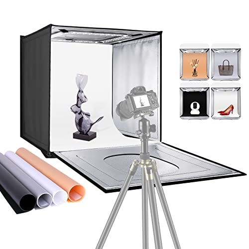 NEEWER Caja Luz de Foto Estudio, 40cm Shooting Luz Tent con Brillo Ajustable Kit de Iluminación de Fotografía de Mesa Plegable y Portátil con 80 Luces LED y 4 Fondos de Colores