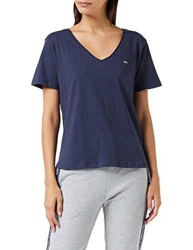 Tommy Jeans Tjw Slim Jersey V Neck Camiseta, Azul (Twilight Navy), S para Mujer