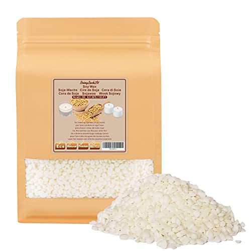 BringLuck2U Cera de Soja, Cera de Soja 100% Vegetal Producto Ideal para la fabricación de Velas - Cera Natural (1kg)