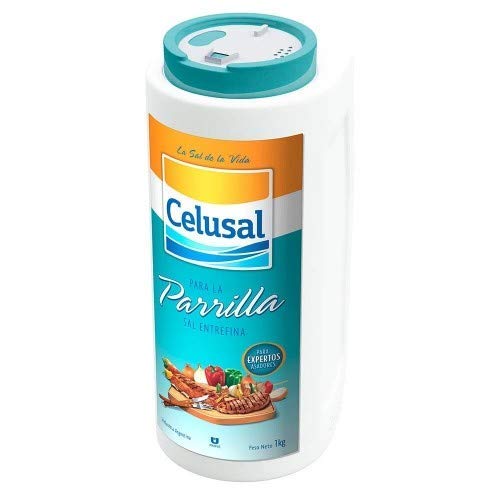 Celusal - Sal entrefina para Barbacoa - Libre de Gluten- Producto Argentino - Para Expertos Asadores - Salero Plastico -1 Kg