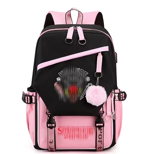 SHANGYE Stranger Things Mochila, mochila de carga USB, de viaje Bolsas de libro portátil Mochila escolar niños