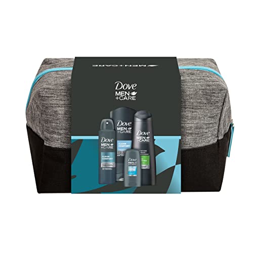 Dove Neceser para hombre Clean Comfort y Fresh Clean con desodorante, gel de ducha y champú 2 en 1 200 ml400 ml55 ml250 ml, Negro