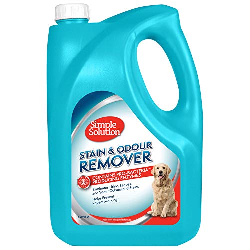 Simple Solution Removedor de Manchas y Olores para Perros, Limpiador Enzimático con Poder Limpiador Pro-Bacterias, Fresh, 4 Litros