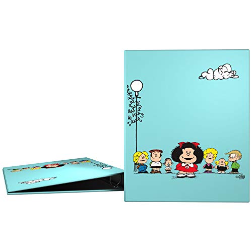 Grafoplás 88141947－Carpeta 4 anillas A4 Diseño Mafalda Amigos, 4 anillas de 25mm