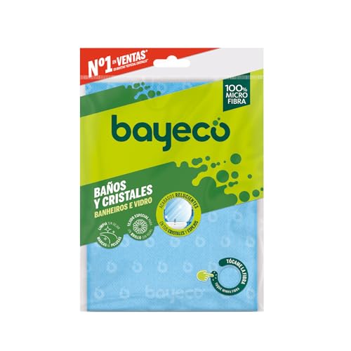 Bayeco - Bayeta cristales y baños - Solución perfecta para espejos, cristales y limpieza del baño - Bayeta microfibra con gran capacidad de absorción - No deja marcas y pelusas - 1 unidad