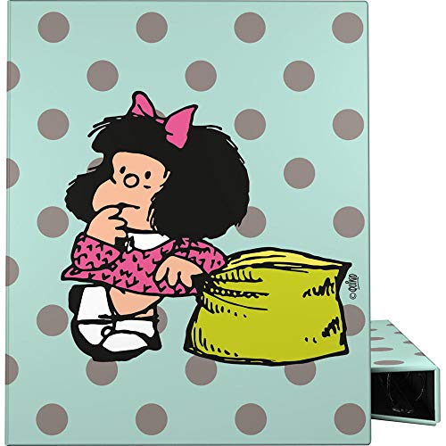 Mafalda 88142610 Colección Mafalda Carpeta de 4 Anillas Mixtas 25mm, Multicolor, A4