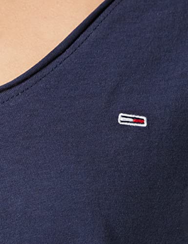 Tommy Jeans Tjw Slim Jersey V Neck Camiseta, Azul (Twilight Navy), S para Mujer
