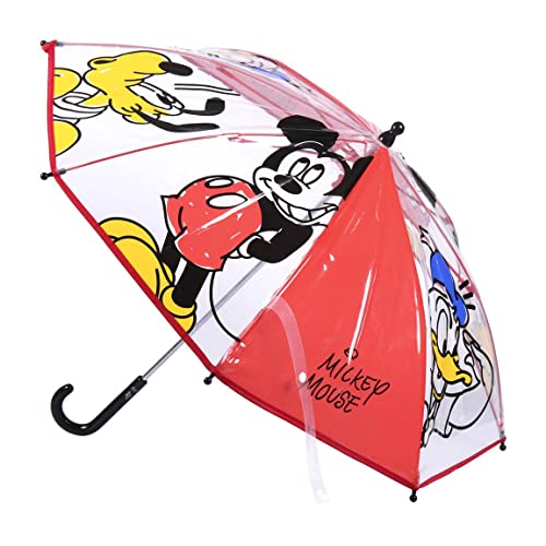 CERDÁ LIFE'S LITTLE MOMENTS - Paraguas Transparente Niño de Mickey Mouse - Apertura Manual con Mecanismo Antiviento - Licencia Oficial Disney, único, 2400000648