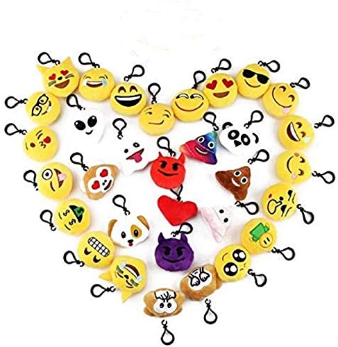 CUSFULL Mini Emoji Llavero Emoji Encantadora Almohada Almohadillas Emoticon Llavero Soft Party Bag Regalo de Relleno de Juguete para los niños (32pcs)