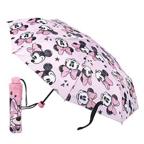 CERDÁ LIFE'S LITTLE MOMENTS - Paraguas Plegable Niña de Minnie Mouse - Apertura Manual con Mecanismo Antiviento y Proteccion en las Varillas para Mayor Seguridad - Licencia Oficial Disney