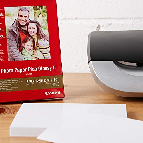Canon Consumible Papel Fotográfico con Brillo Plus II PP-201 10x15 cm 50 Hojas, Rojo