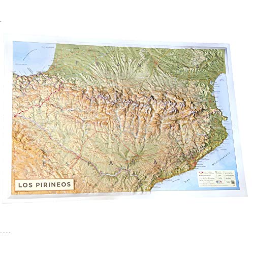 Mapa en relieve Pirineos. Escala 1:800.000, 65x45 cm