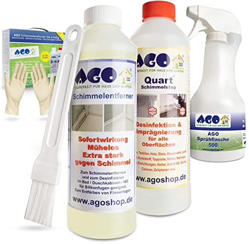 AGO® - Juego de impregnación antimoho, 4 Piezas, 1 x Limpiador de Moho, para pulverizador Manual