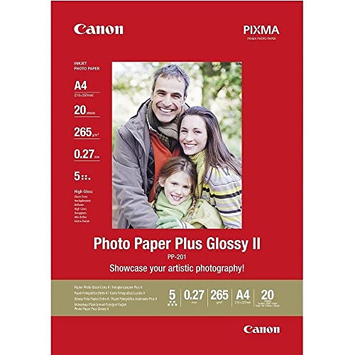 Canon PP-201 - Papel fotográfico A4, 20 Hojas Brillo, 275g/m2