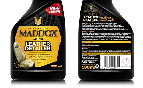 Maddox Detail - Leather Detailer - Limpiador de Cuero y Piel. 500 ml. Limpia Tapicerias de Cuero y Piel de Forma Rápido y sin Esfuerzo. Limpia Asientos Coche Cuero y Piel